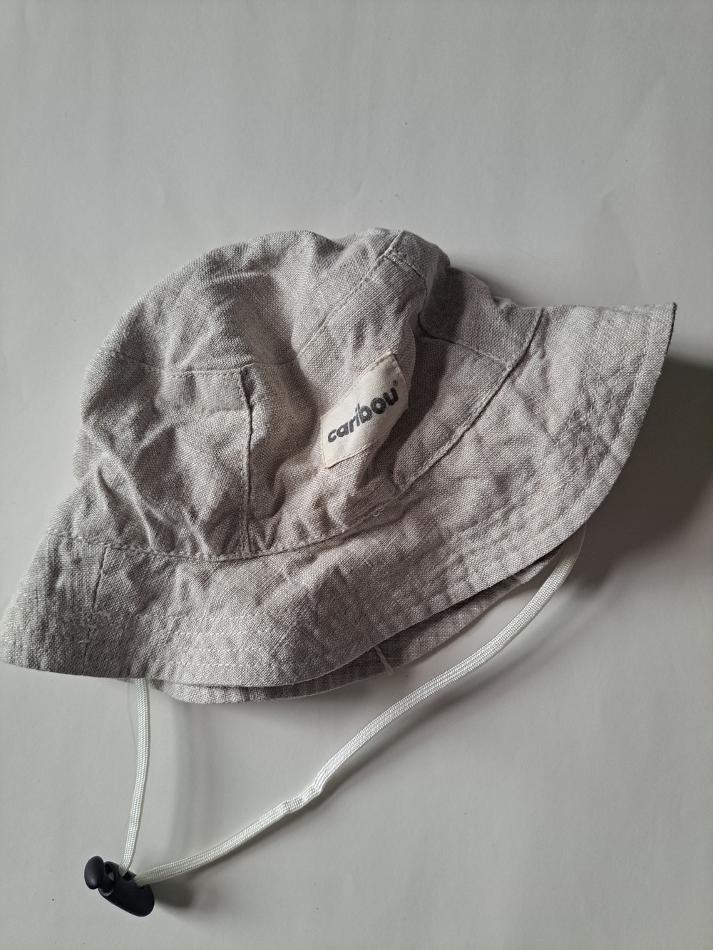 Caribou Kids 100% Linen Bucket Hat Made in Québec Beige Sun Hat Size M